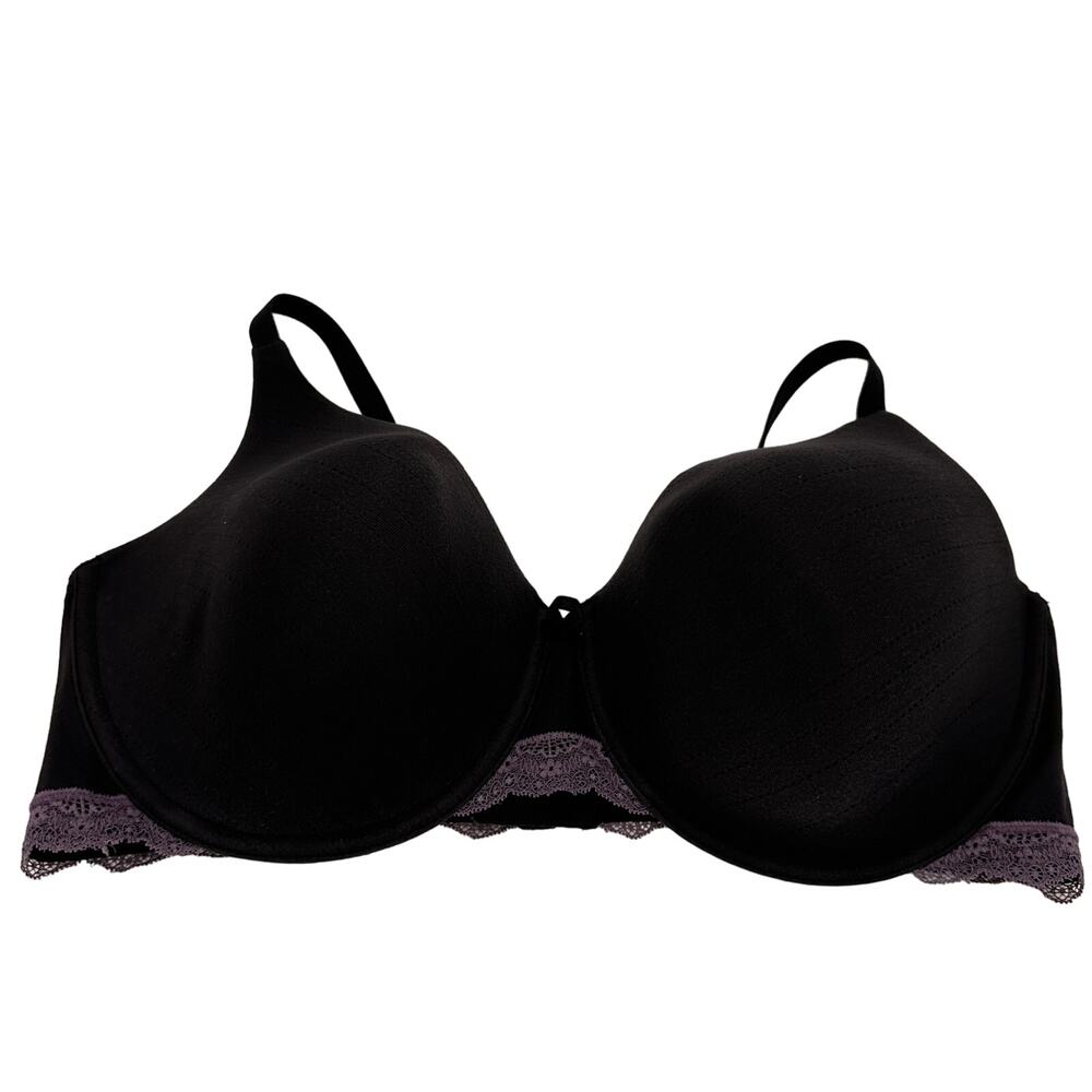 Adore Me Black with Purple Lace Detail Bra Size 42DD